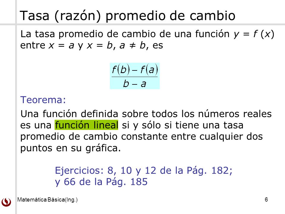 Tasa (razón) promedio de cambio