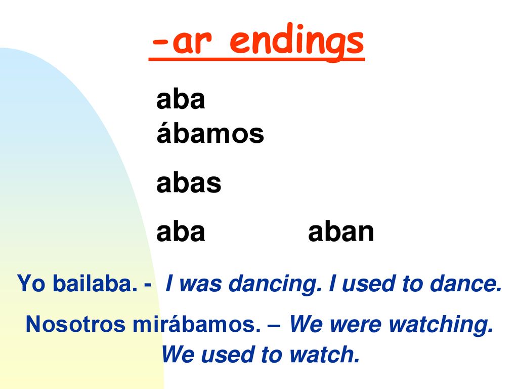 Yo bailaba. - I was dancing. I used to dance.