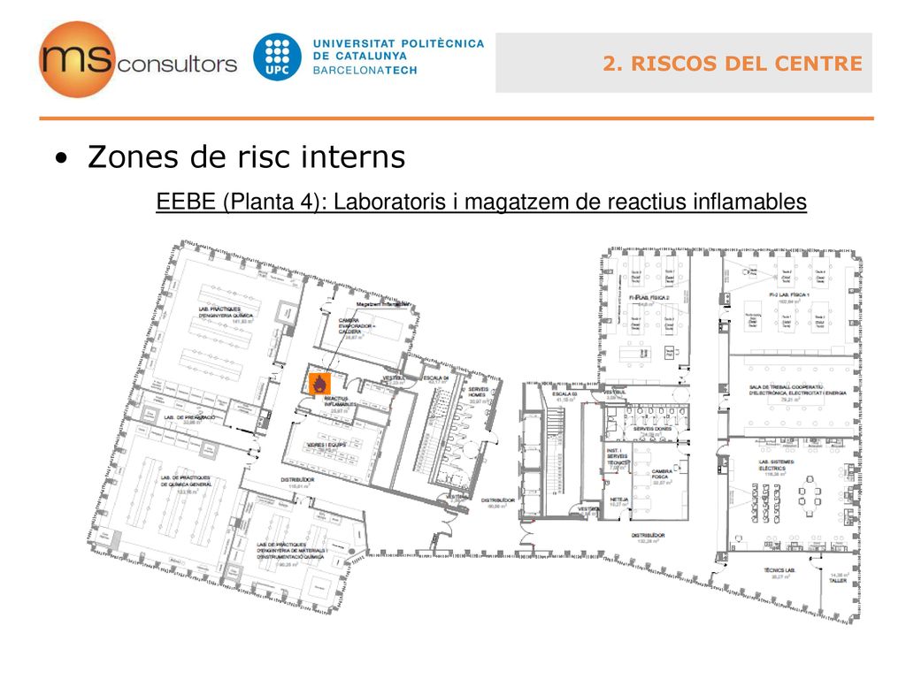 EEBE (Planta 4): Laboratoris i magatzem de reactius inflamables
