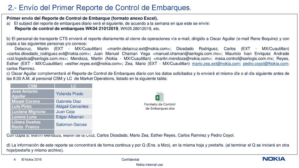 2.- Envío del Primer Reporte de Control de Embarques.
