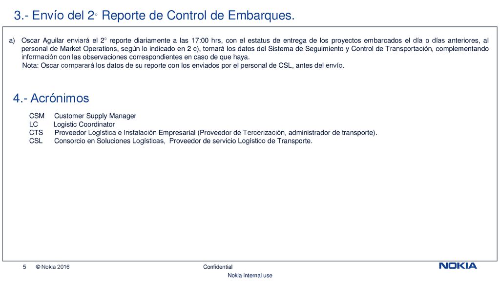 3.- Envío del 2° Reporte de Control de Embarques.
