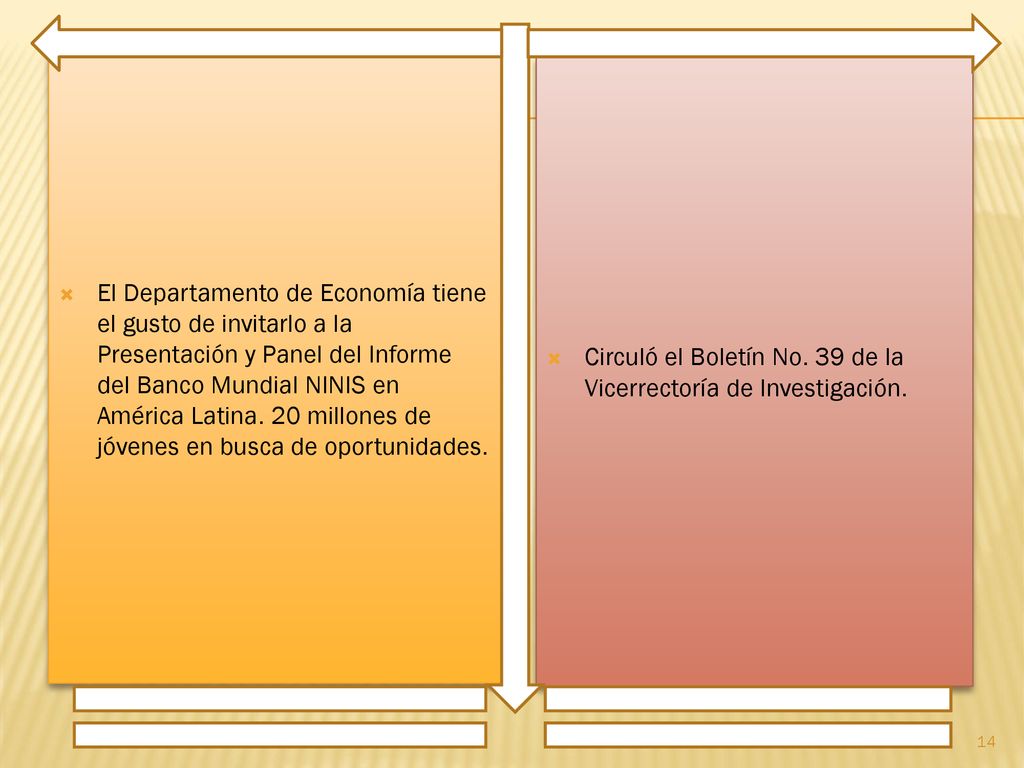 El Departamento de Economía tiene el gusto de invitarlo a la Presentación y Panel del Informe del Banco Mundial NINIS en América Latina. 20 millones de jóvenes en busca de oportunidades.