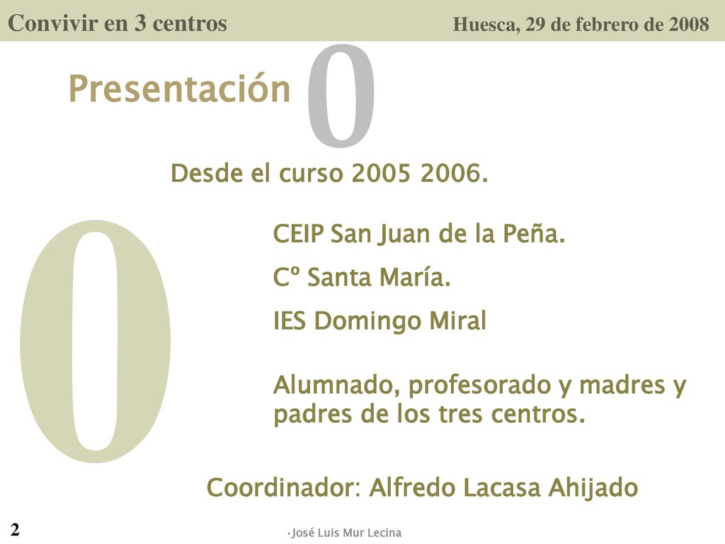 Presentación Convivir en 3 centros Huesca, 29 de febrero de 2008