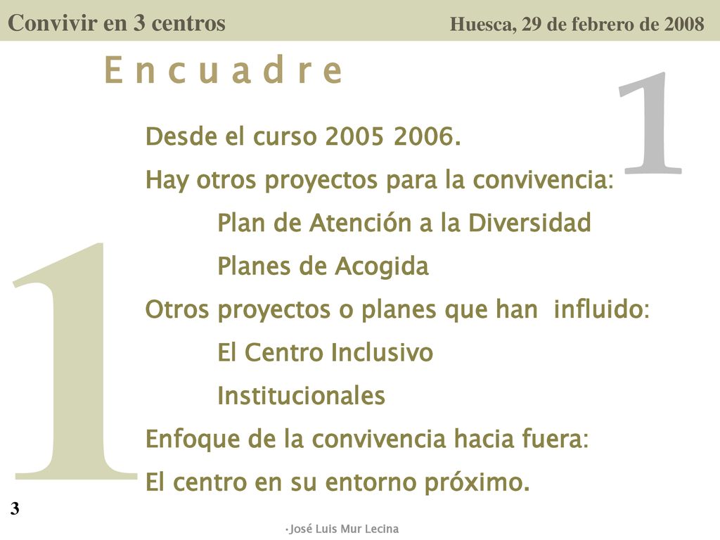 Convivir en 3 centros Huesca, 29 de febrero de 2008