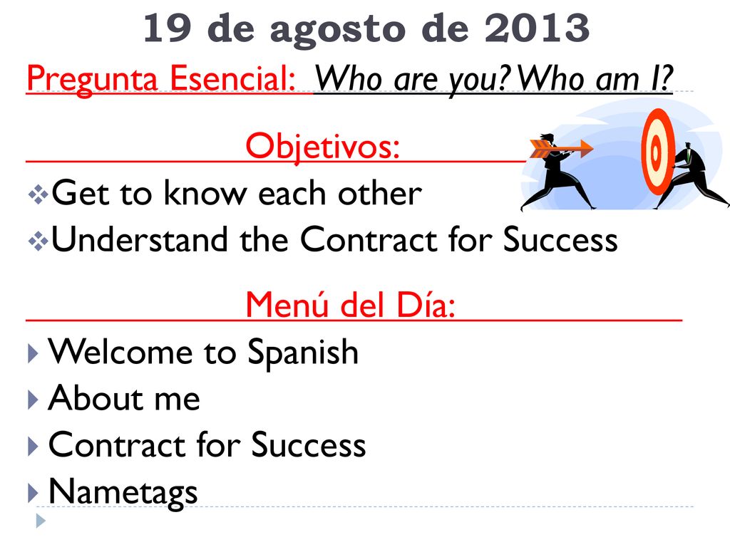 19 de agosto de 2013 Pregunta Esencial: Who are you Who am I