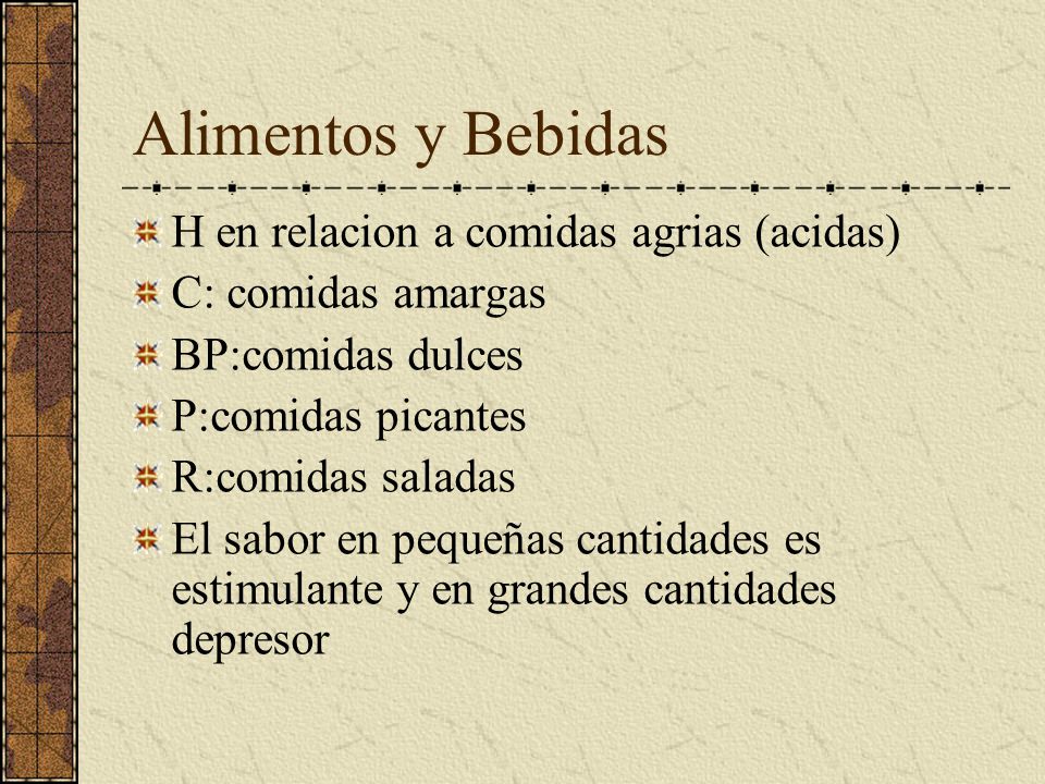 Alimentos y Bebidas H en relacion a comidas agrias (acidas)