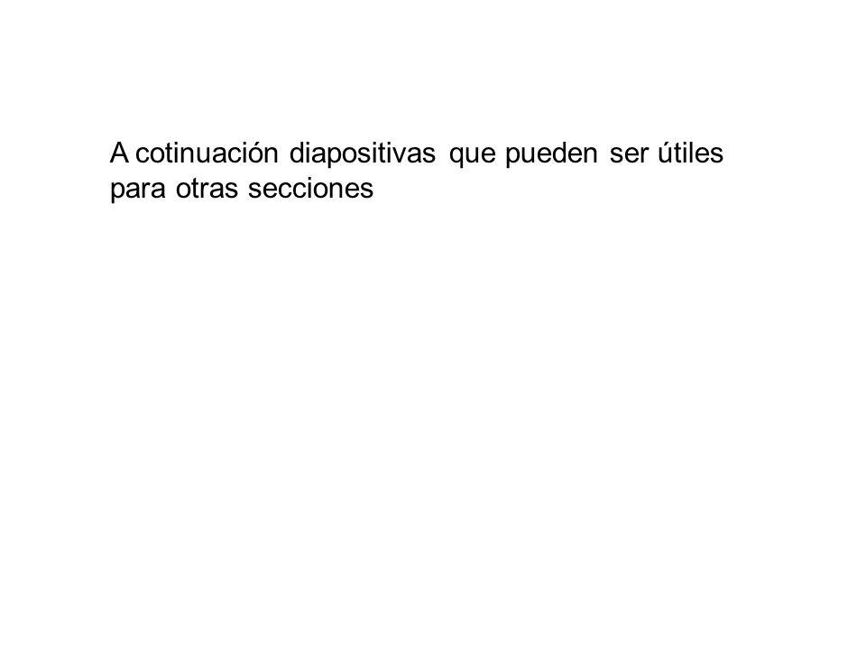 A cotinuación diapositivas que pueden ser útiles para otras secciones