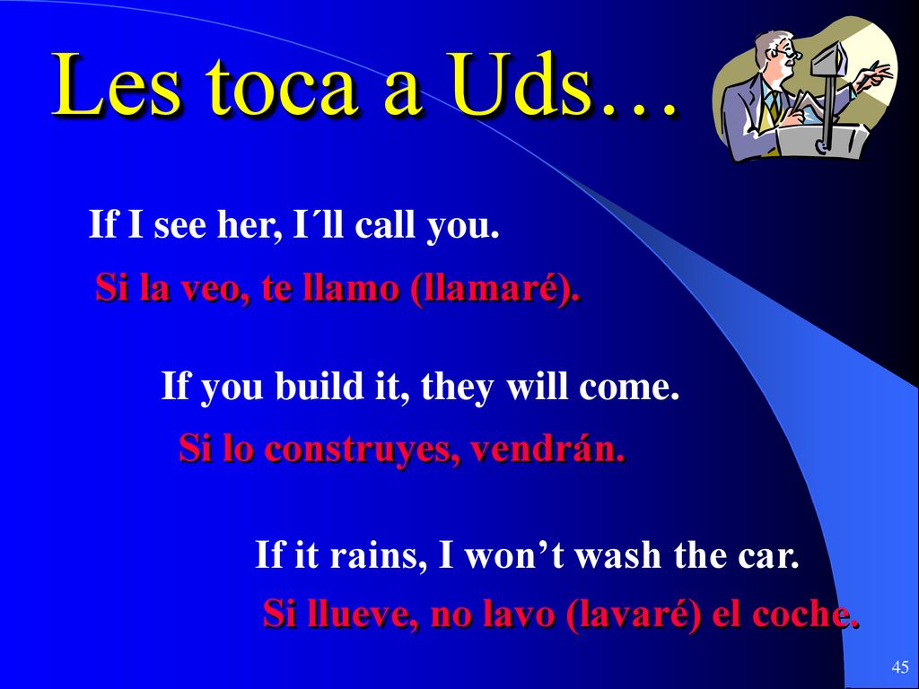 Les toca a Uds… If I see her, I´ll call you.
