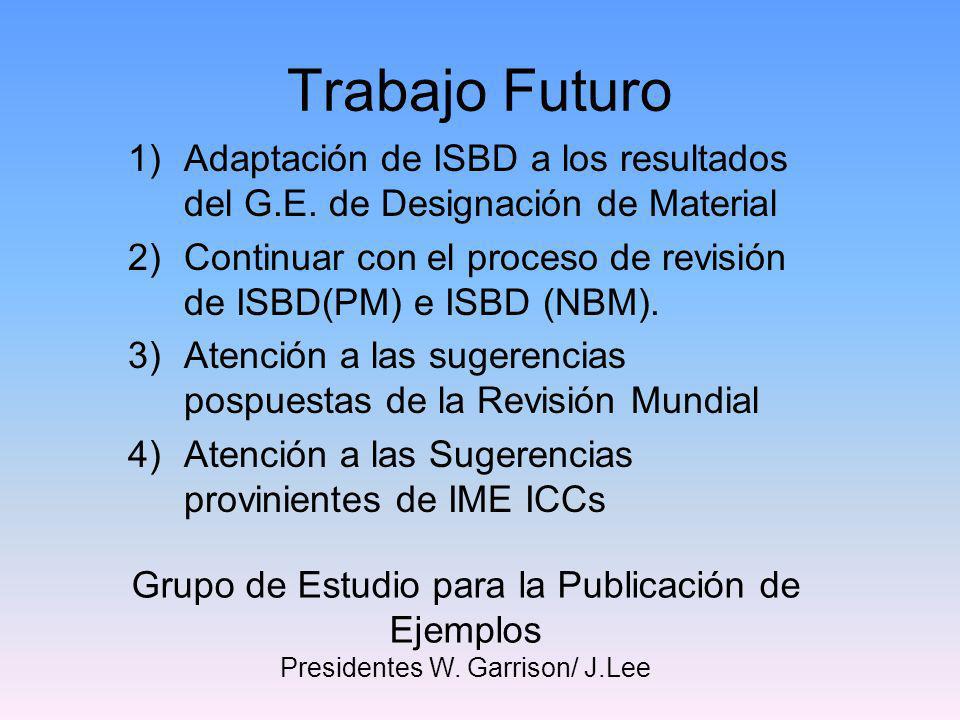 Trabajo Futuro Adaptación de ISBD a los resultados del G.E. de Designación de Material.