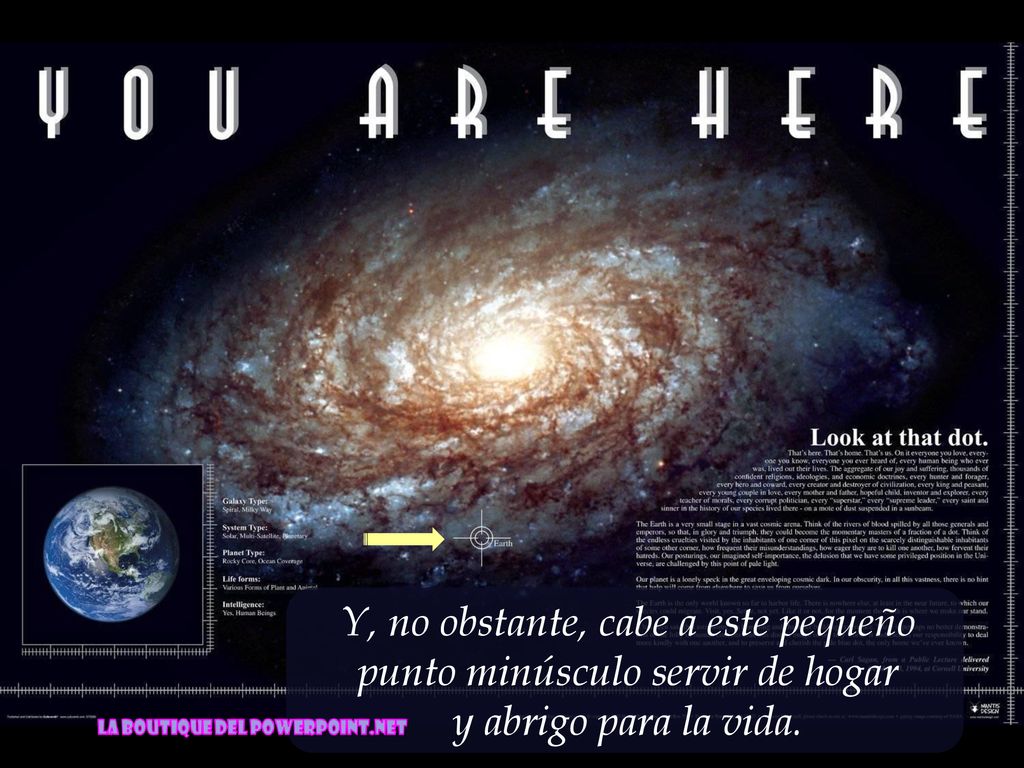 Y, no obstante, cabe a este pequeño punto minúsculo servir de hogar