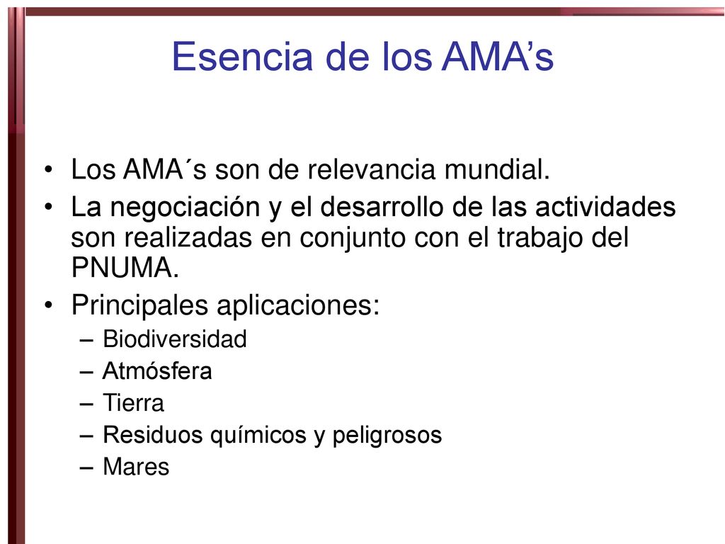 Esencia de los AMA’s Los AMA´s son de relevancia mundial.