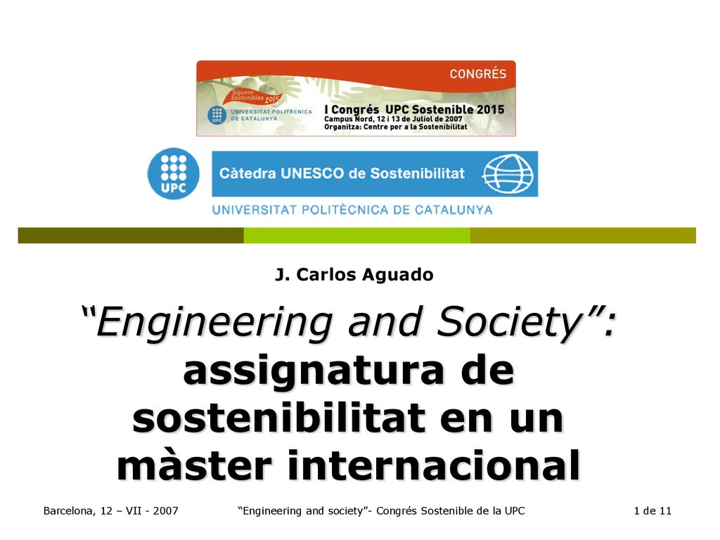 Engineering and society - Congrés Sostenible de la UPC 1 de 11