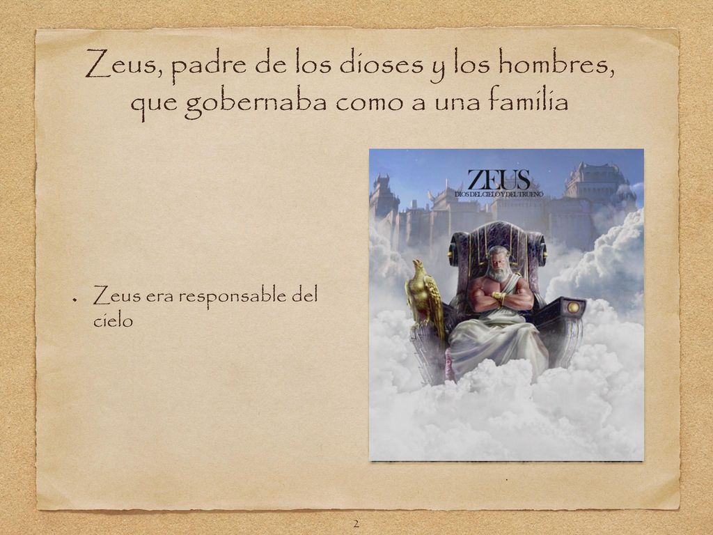 Zeus, padre de los dioses y los hombres, que gobernaba como a una familia