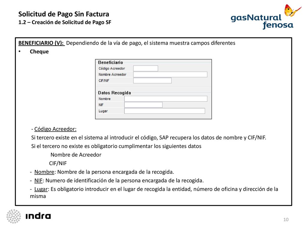Solicitud de Pago Sin Factura 1.2 – Creación de Solicitud de Pago SF
