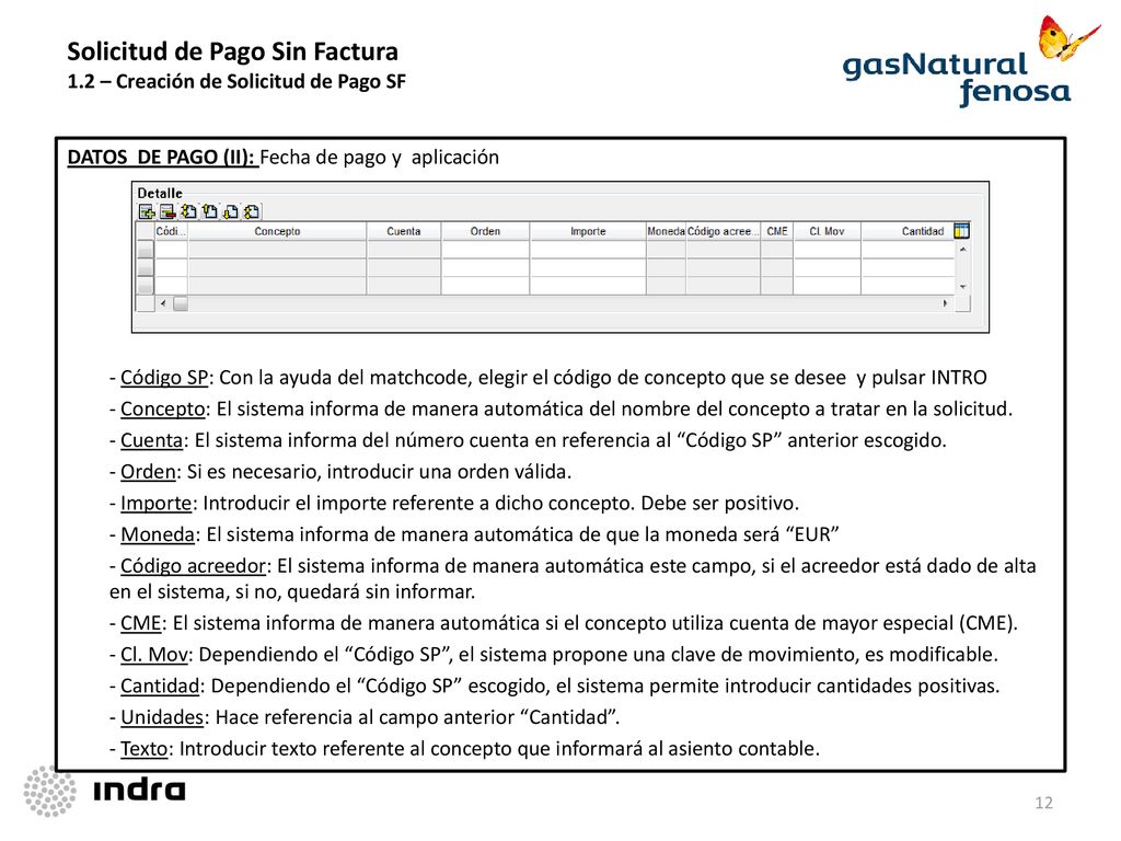 Solicitud de Pago Sin Factura 1.2 – Creación de Solicitud de Pago SF