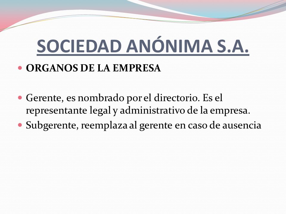 SOCIEDAD ANÓNIMA S.A. ORGANOS DE LA EMPRESA