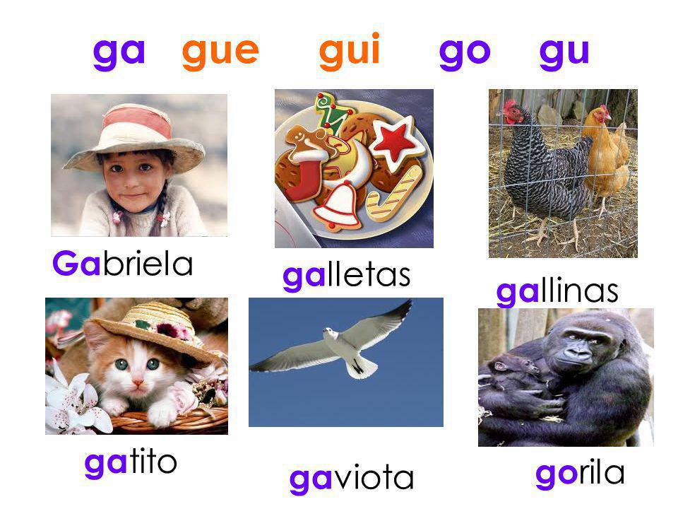 ga gue gui go gu Gabriela galletas gallinas gatito gorila gaviota