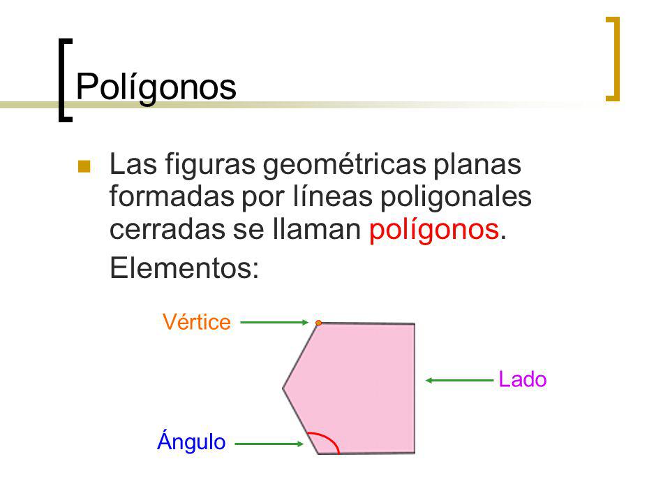 Polígonos Las figuras geométricas planas formadas por líneas poligonales cerradas se llaman polígonos.
