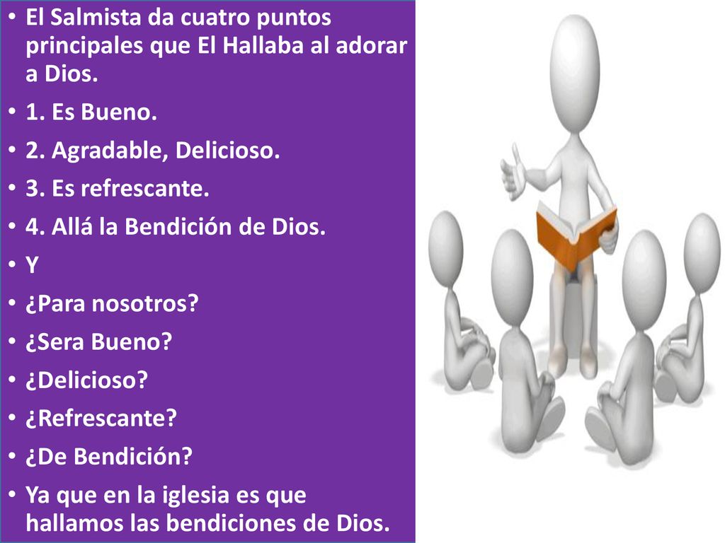 El Salmista da cuatro puntos principales que El Hallaba al adorar a Dios.