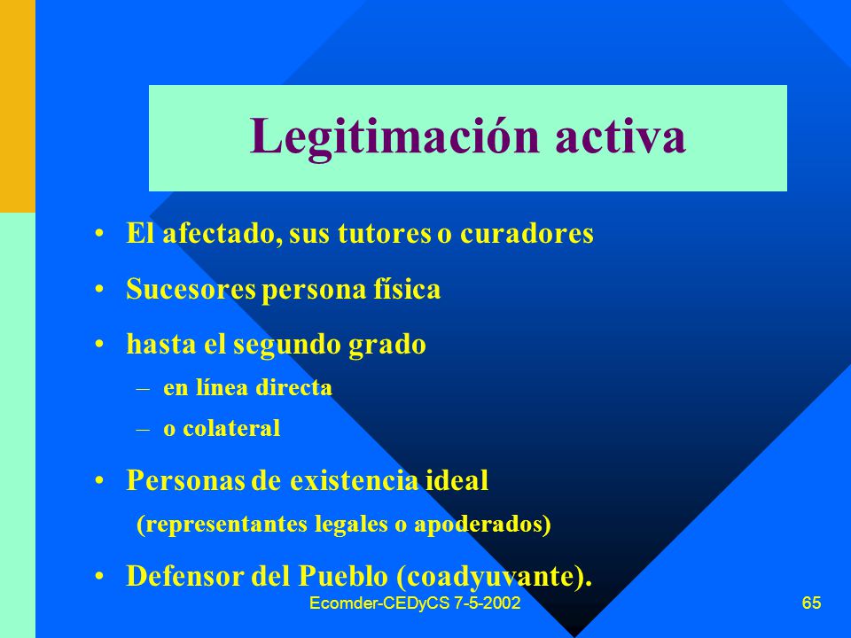 Legitimación activa El afectado, sus tutores o curadores