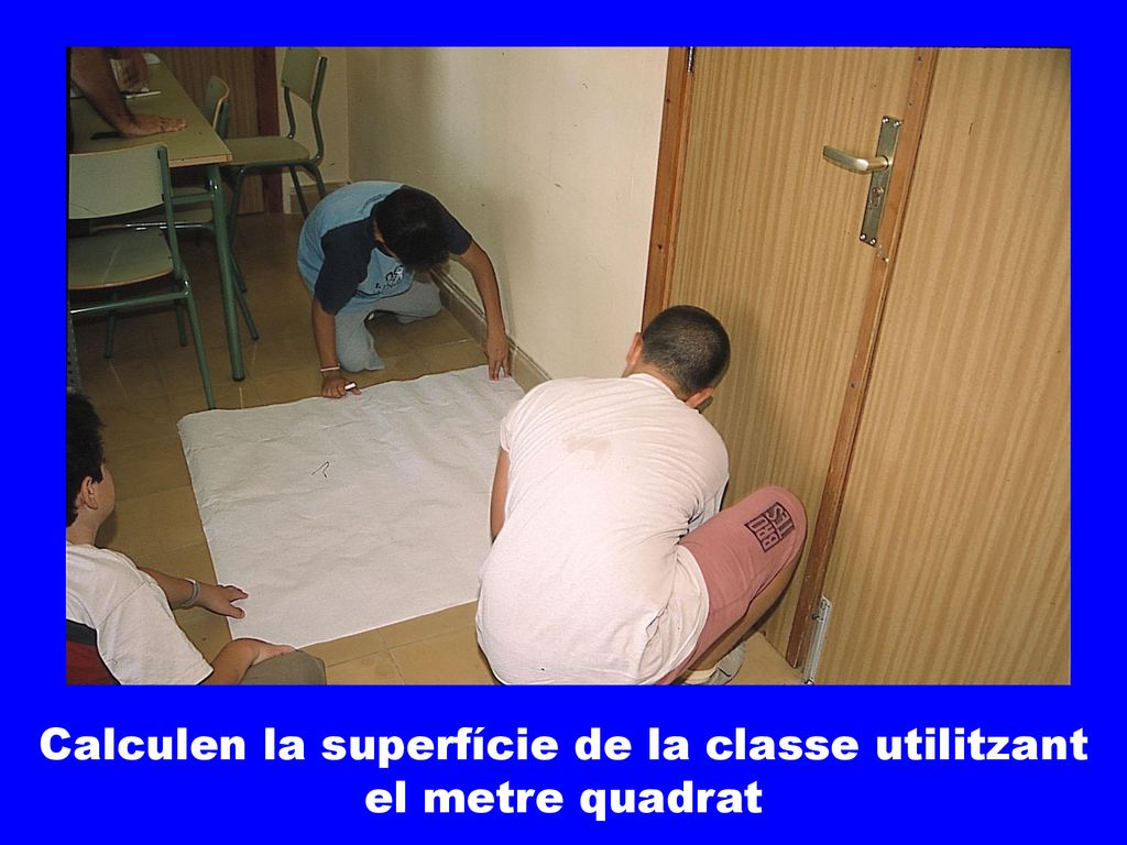 Calculen la superfície de la classe utilitzant el metre quadrat