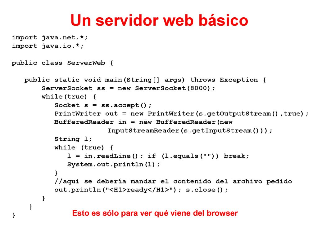 Un servidor web básico Esto es sólo para ver qué viene del browser