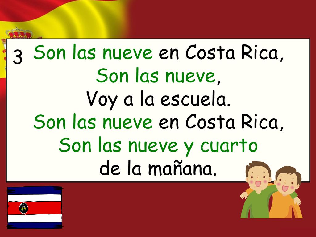 Son las nueve en Costa Rica, Son las nueve, Voy a la escuela