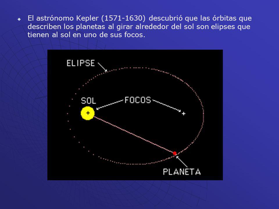 El astrónomo Kepler ( ) descubrió que las órbitas que describen los planetas al girar alrededor del sol son elipses que tienen al sol en uno de sus focos.