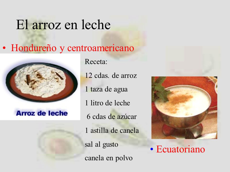 El arroz en leche Hondureño y centroamericano Ecuatoriano Receta: