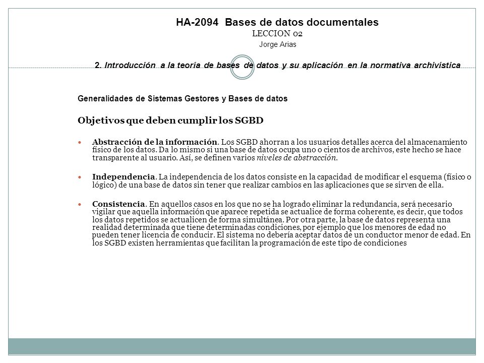 HA-2094 Bases de datos documentales LECCION 02 Jorge Arias 2