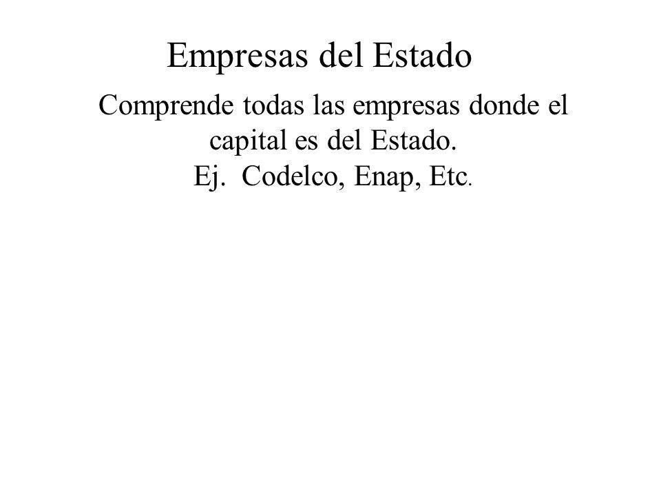 Comprende todas las empresas donde el capital es del Estado.