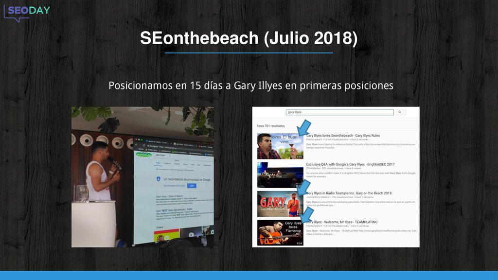 SEonthebeach (Julio 2018) Posicionamos en 15 días a Gary Illyes en primeras posicionesªªºº