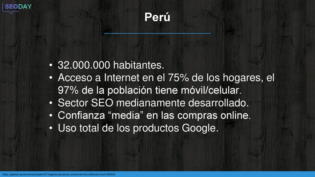 Perú habitantes. Acceso a Internet en el 75% de los hogares, el 97% de la población tiene móvil/celular.