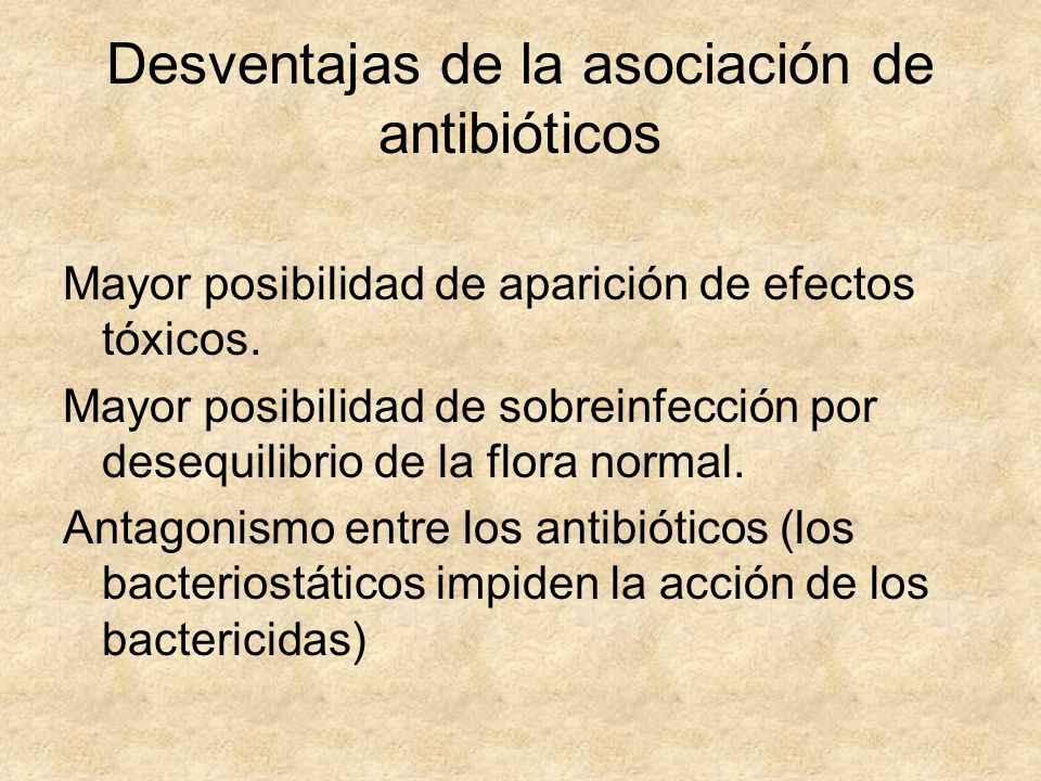 Desventajas de la asociación de antibióticos