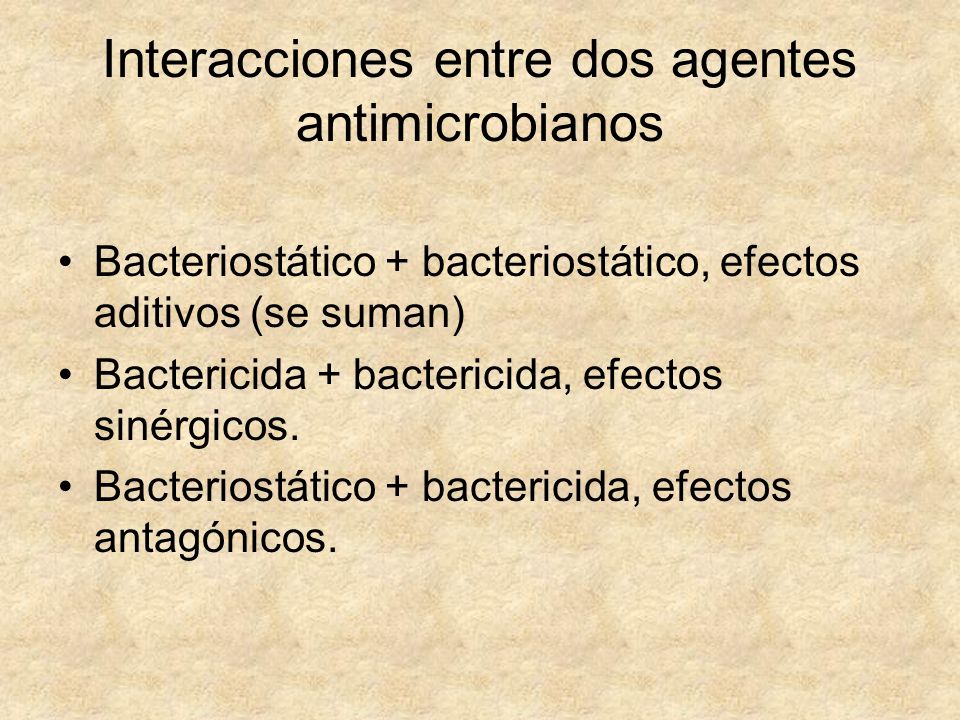 Interacciones entre dos agentes antimicrobianos