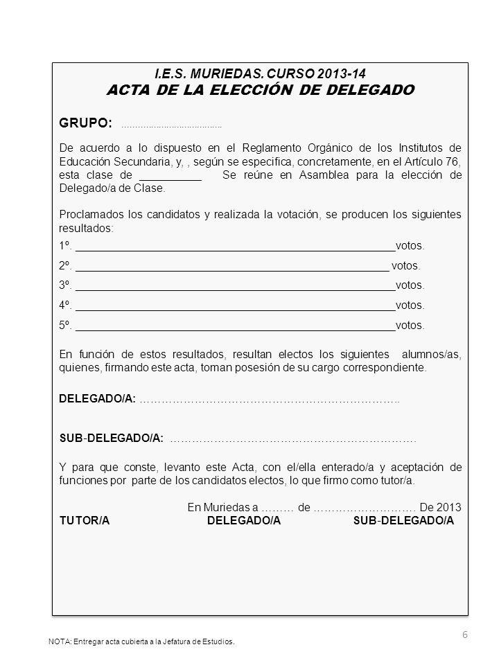 ACTA DE LA ELECCIÓN DE DELEGADO
