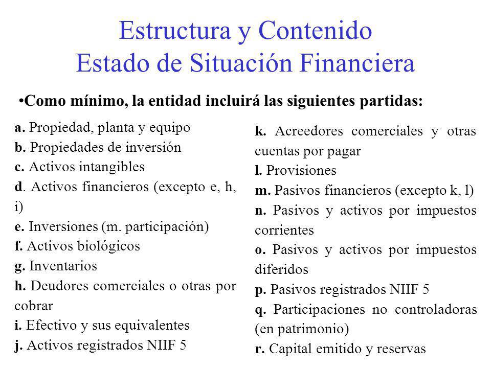 Estructura y Contenido Estado de Situación Financiera