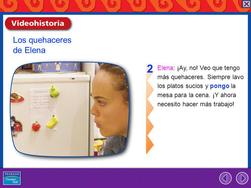 2 Los quehaceres de Elena Elena: ¡Ay, no! Veo que tengo