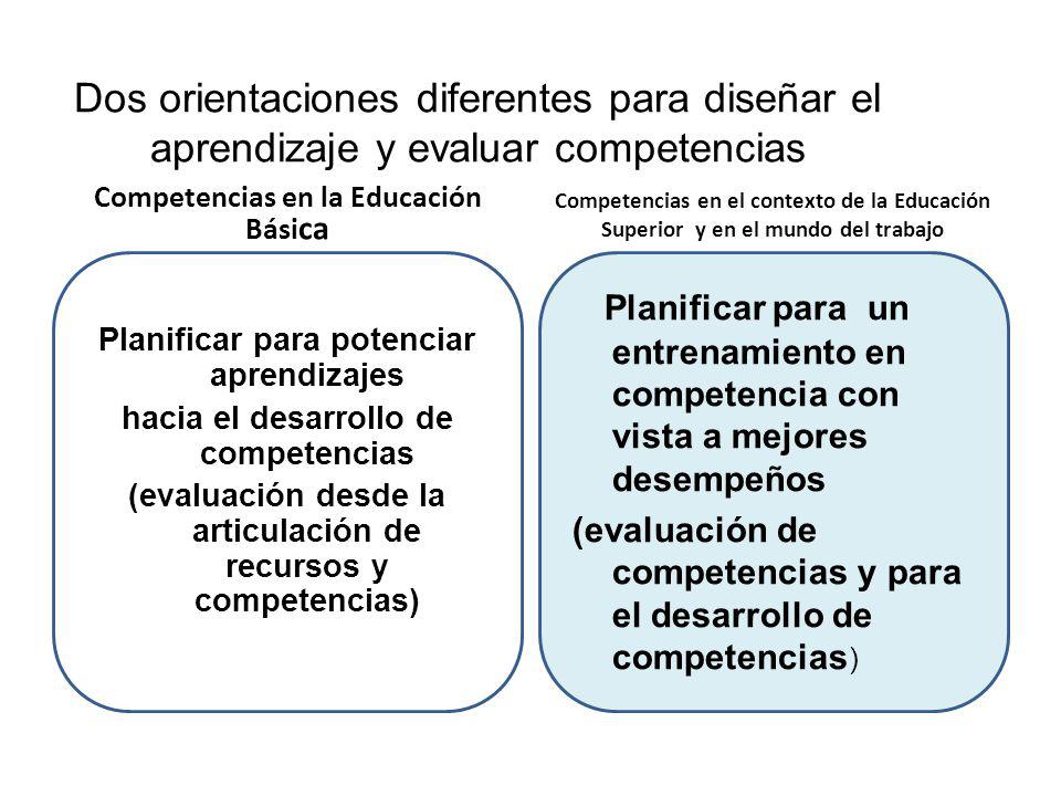 Dos orientaciones diferentes para diseñar el aprendizaje y evaluar competencias