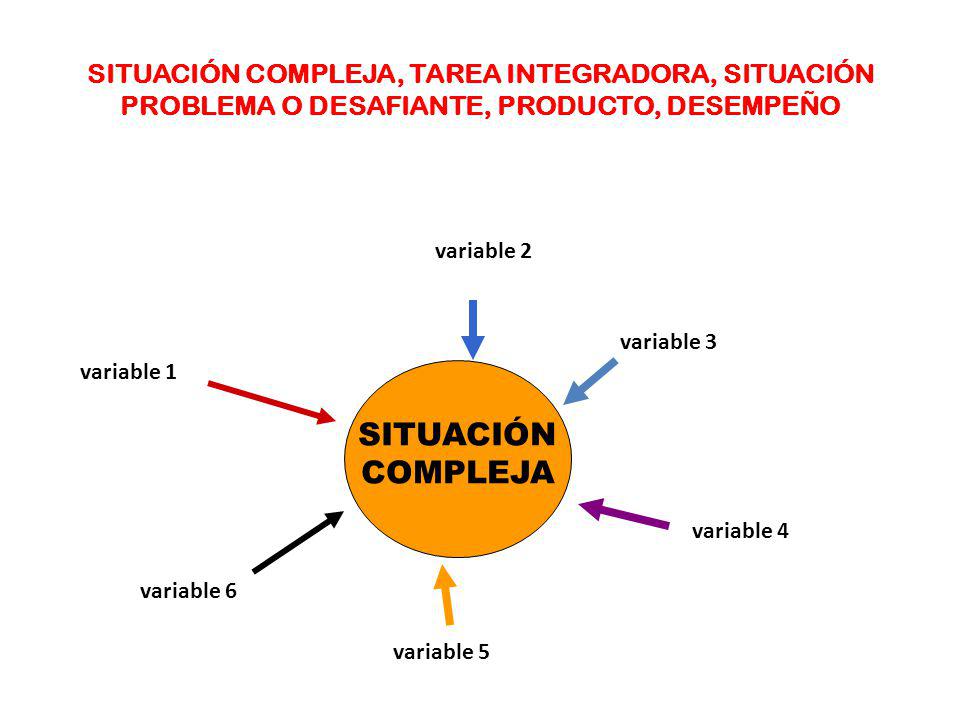 SITUACIÓN COMPLEJA, TAREA INTEGRADORA, SITUACIÓN PROBLEMA O DESAFIANTE, PRODUCTO, DESEMPEÑO