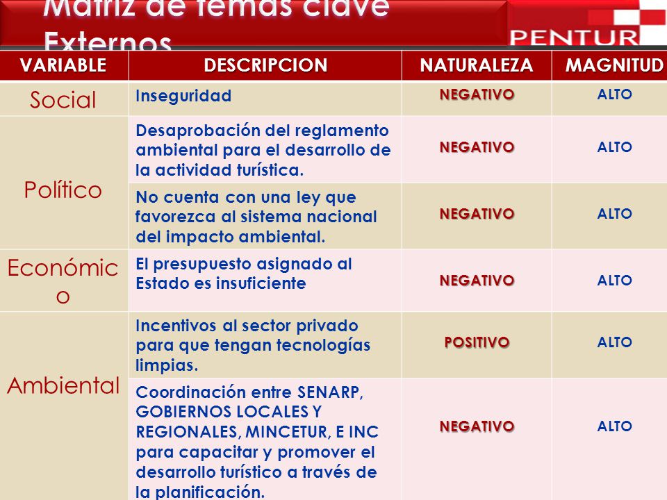 Matriz de temas clave Externos