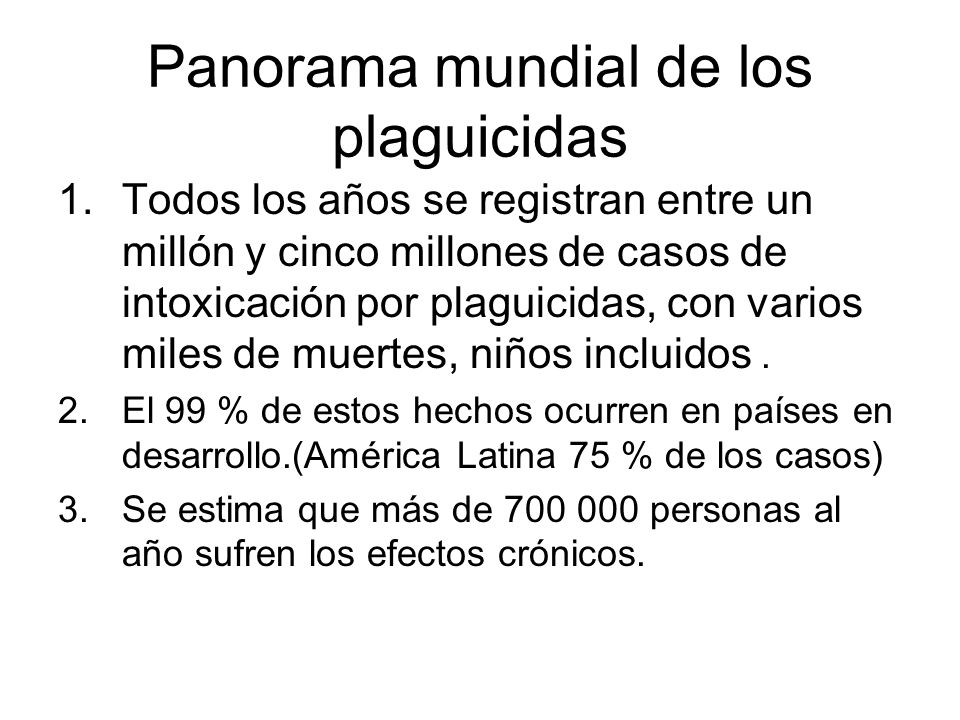 Panorama mundial de los plaguicidas
