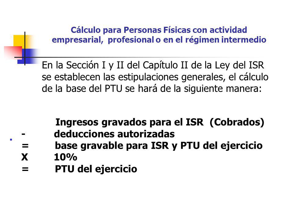 Ingresos gravados para el ISR (Cobrados) - deducciones autorizadas