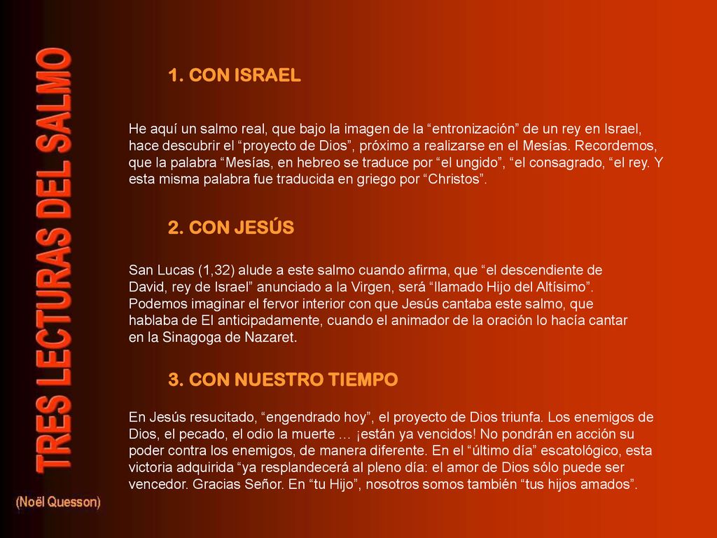 1. CON ISRAEL 2. CON JESÚS 3. CON NUESTRO TIEMPO