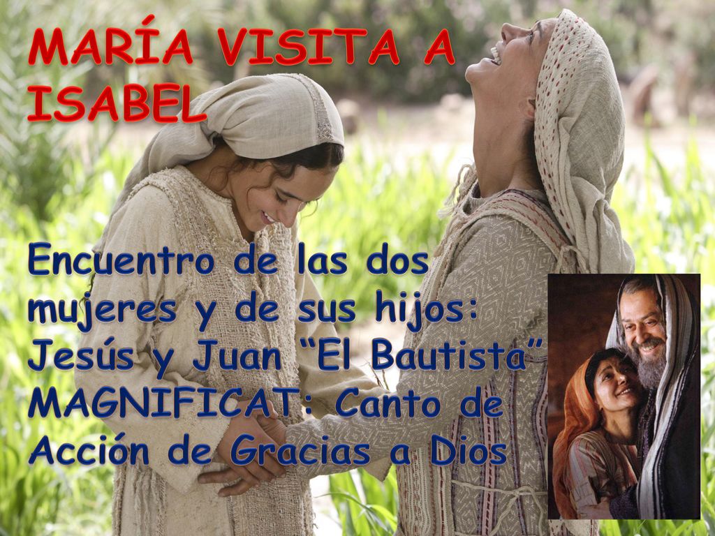 MARÍA VISITA A ISABEL Encuentro de las dos mujeres y de sus hijos: