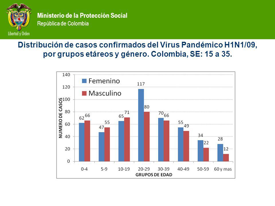 Distribución de casos confirmados del Virus Pandémico H1N1/09, por grupos etáreos y género.