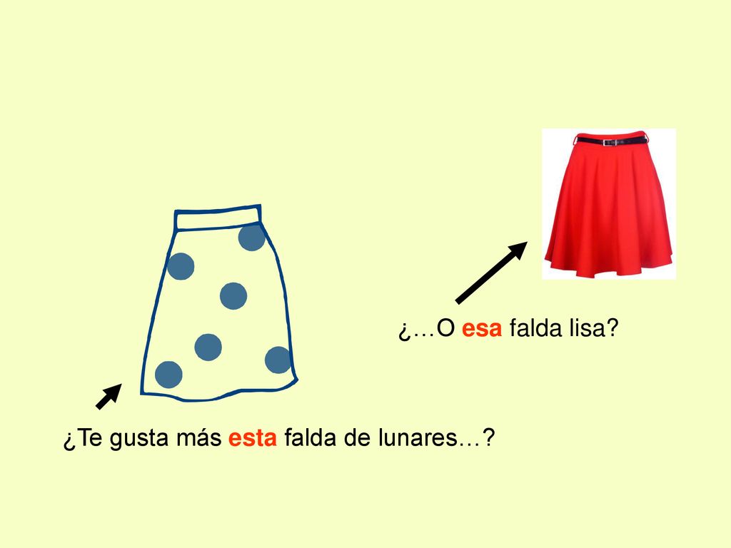 ¿…O esa falda lisa ¿Te gusta más esta falda de lunares…
