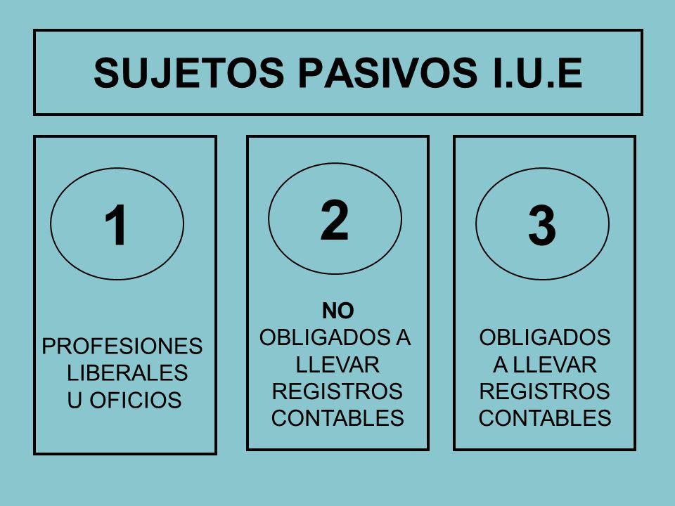 2 1 3 SUJETOS PASIVOS I.U.E PROFESIONES LIBERALES U OFICIOS NO
