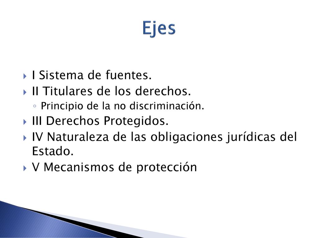 Ejes I Sistema de fuentes. II Titulares de los derechos.