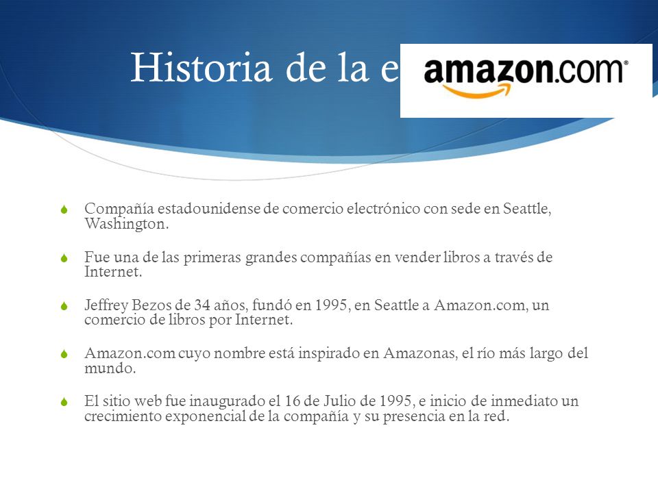 Historia de la empresa Compañía estadounidense de comercio electrónico con sede en Seattle, Washington.